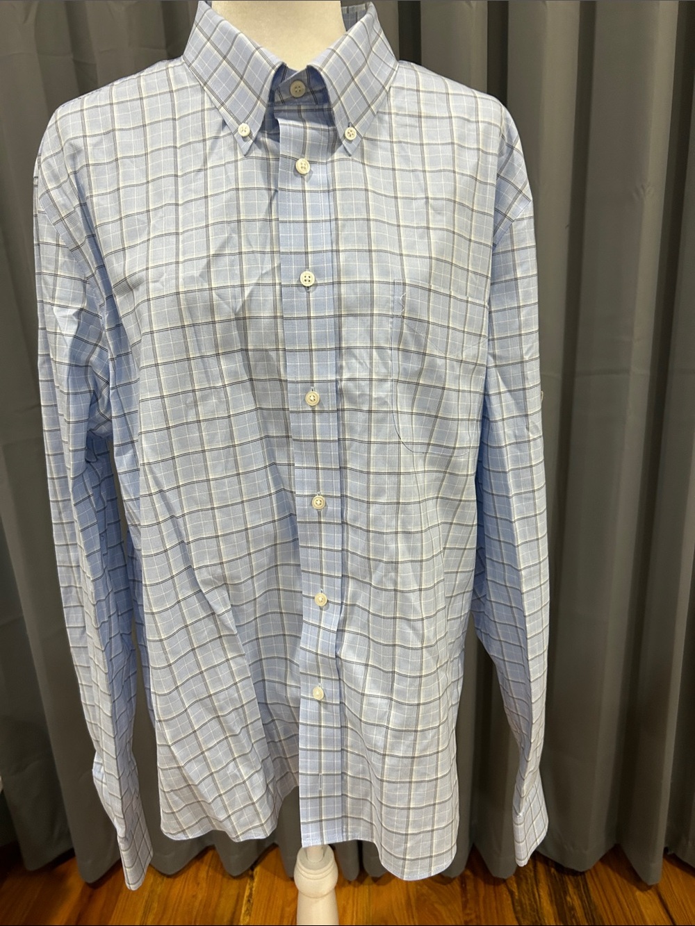 Jos. A. Bank Light Blue Windowpane Button-Down Shirt slim fit